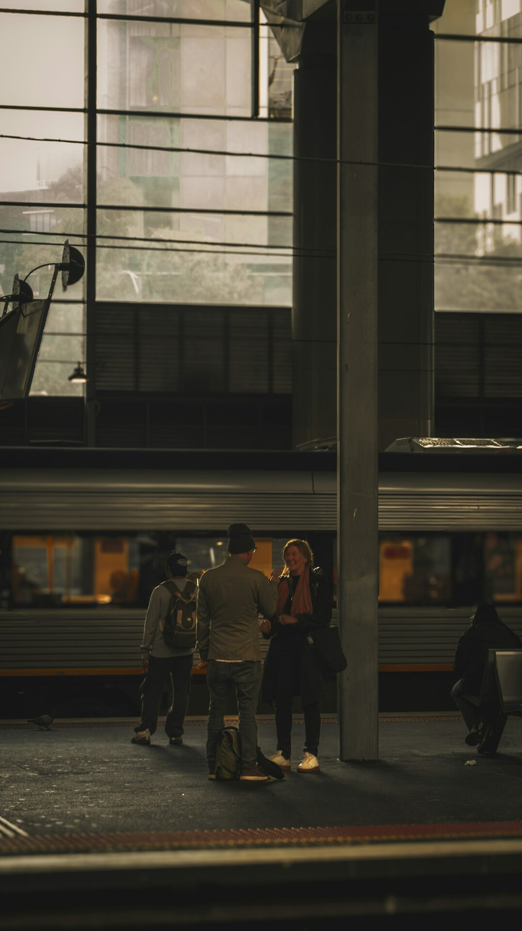 evening crowd at urban train station