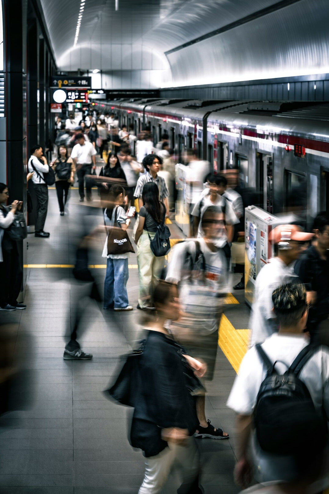 group of people at train station